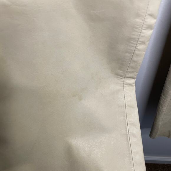 Banana Republic Leather Pants Womens Size 12 Cream Beige Preppy Pull On Rodeo - Picture 9 of 10